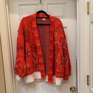 POL Floral Knit Open Cardigan Sweater